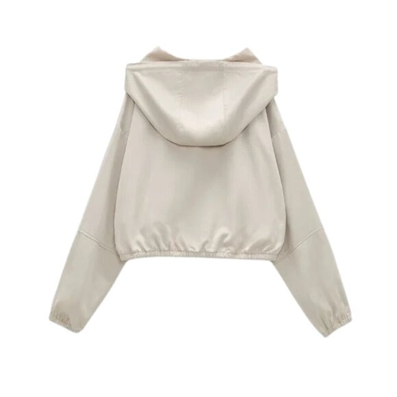 Zara Cropped Drawstring Hoodie Size M - Picture 3 of 11